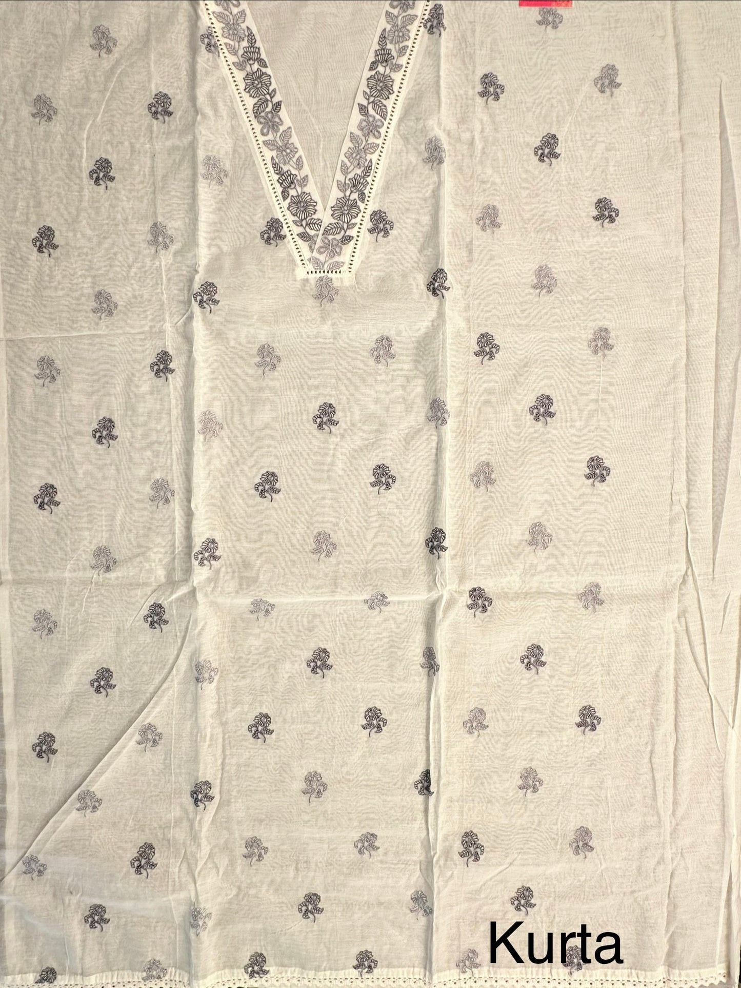 Off White-Grey Chanderi Suit