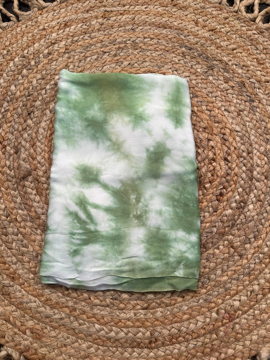 Green Tie-Dye Cotton Satin Fabric