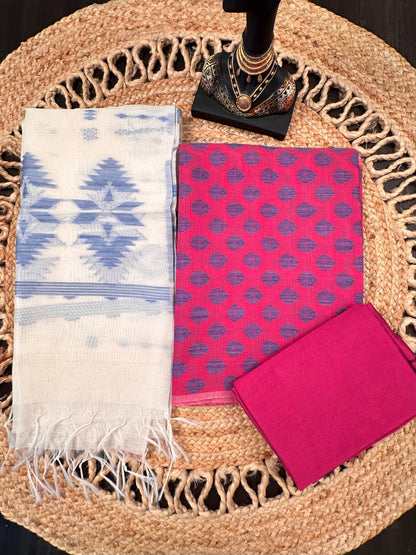Rani Jacquard 3-piece Unstitched Cotton Suit