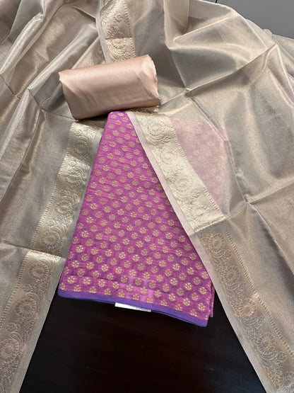 Purple Jacquard Handloom Suit