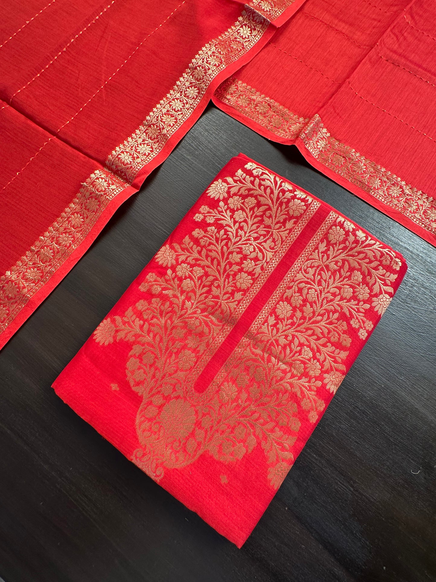 Red Handloom Chanderi Suit