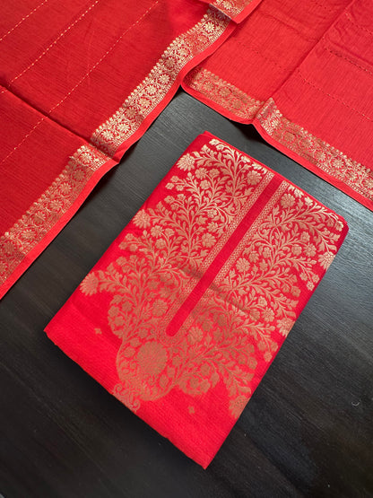 Red Handloom Chanderi Suit