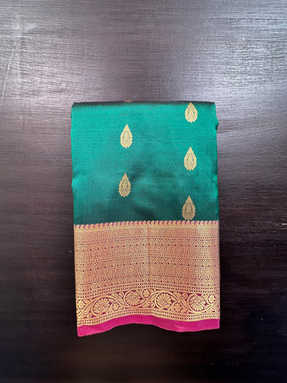 B. Green  Pondicherry Handloom Pure Silk Saree