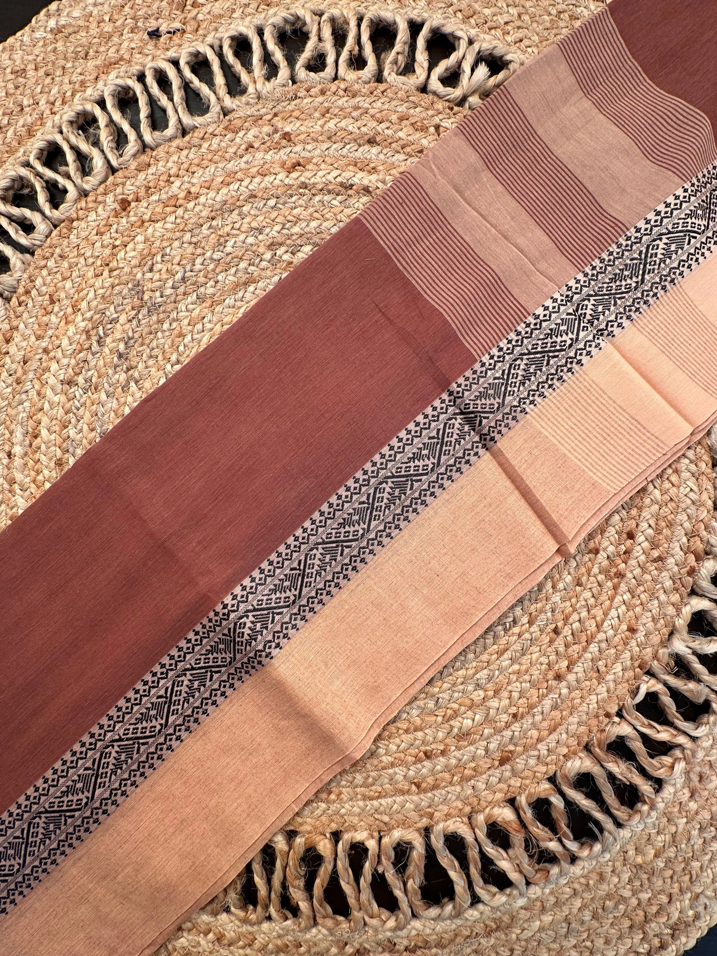 Brown Piku Bengal Cotton Saree