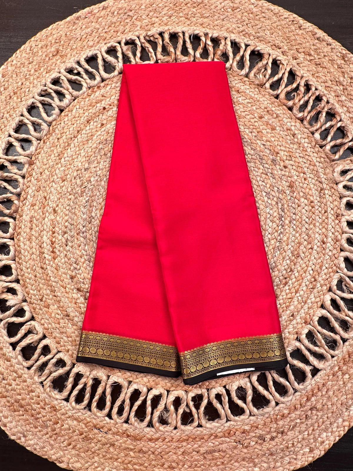 Red-Black Mysore Crepe Saree
