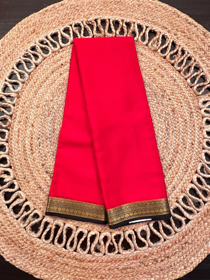 Red-Black Mysore Crepe Saree