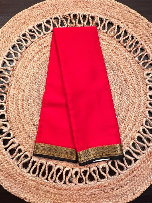 Red-Black Mysore Crepe Saree
