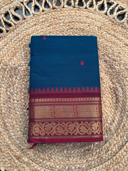 Peacock Blue Narayanpet Cotton Saree