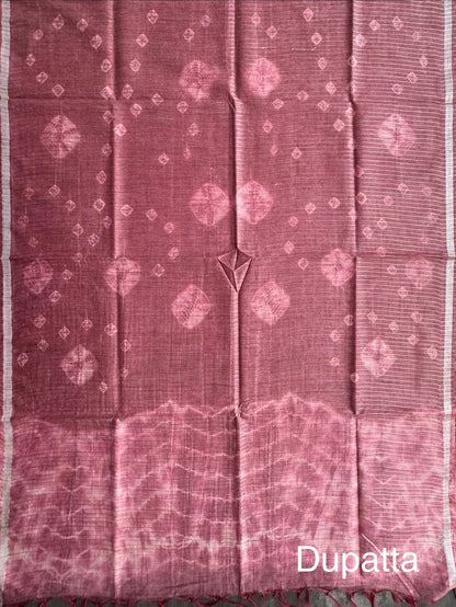 Dusky Pink Kumari Art Cotton 3-Piece Suit