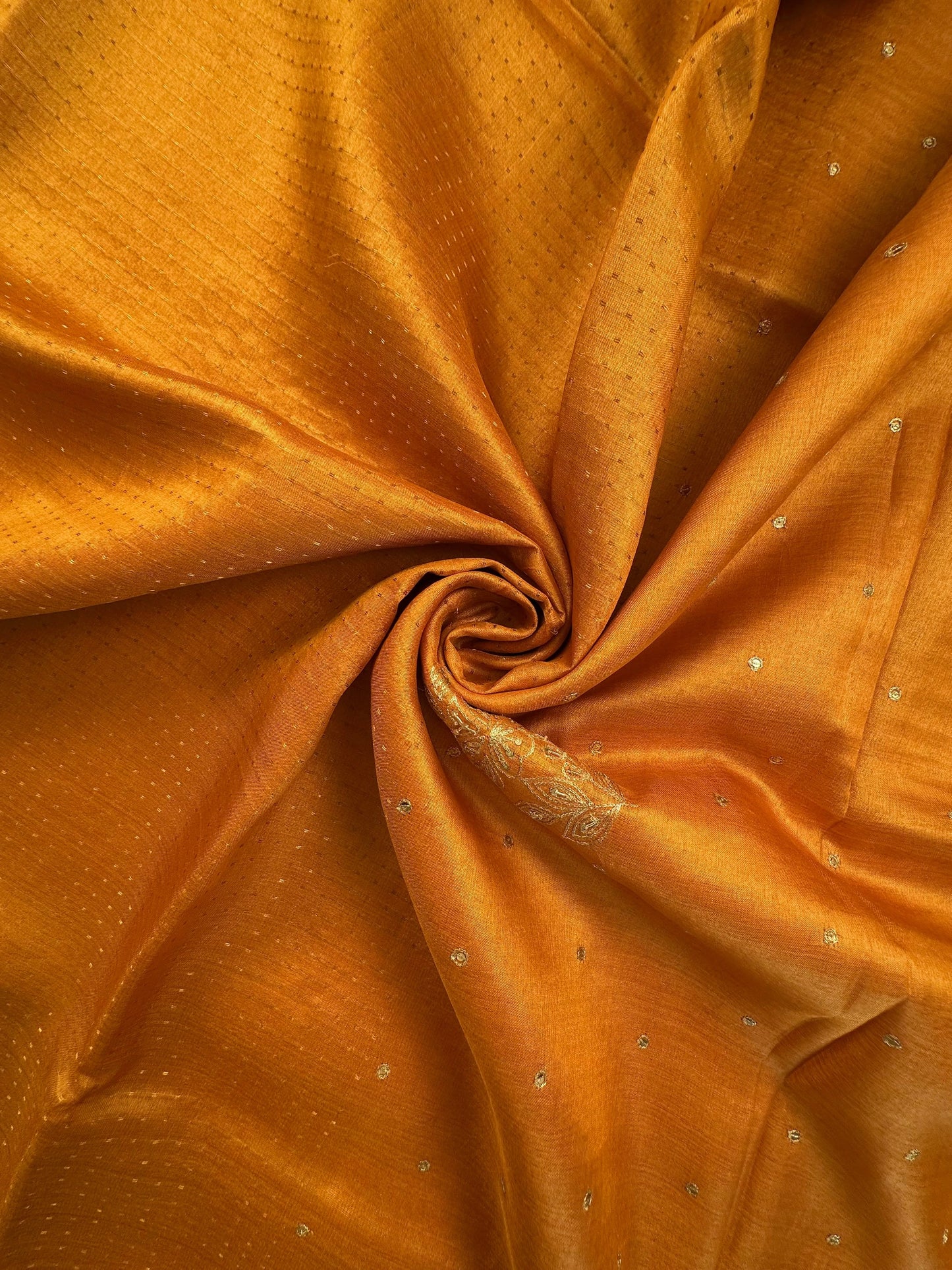 Mustard Aari Work Pure Tussar Silk Saree