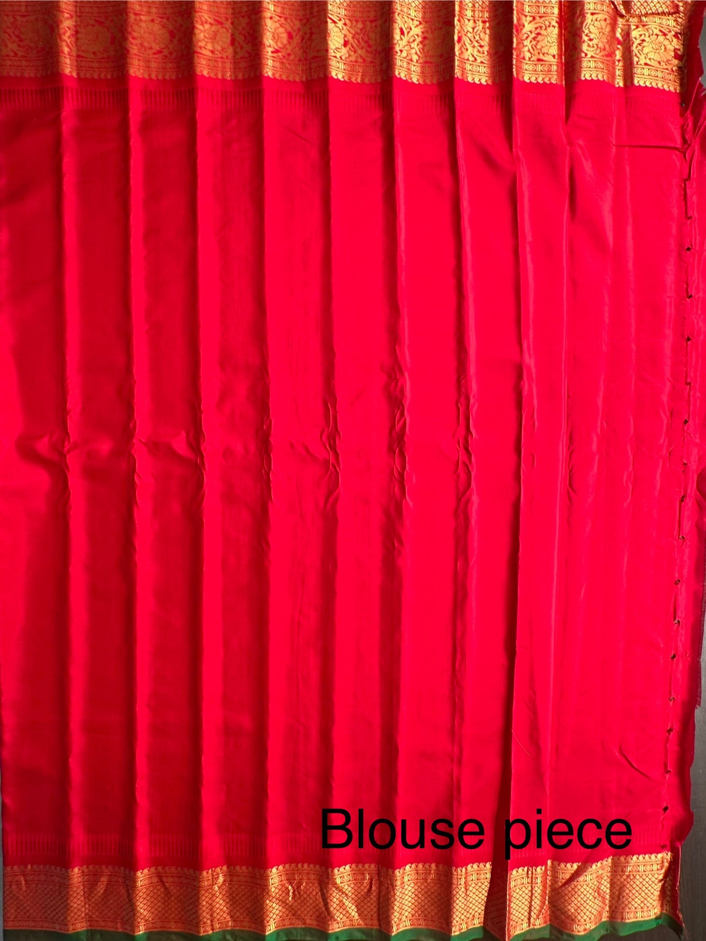 Off-White Red Gadwal Pure Silk Saree