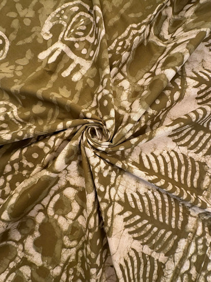 Mehendi Green  Block Print Pure Cotton Saree