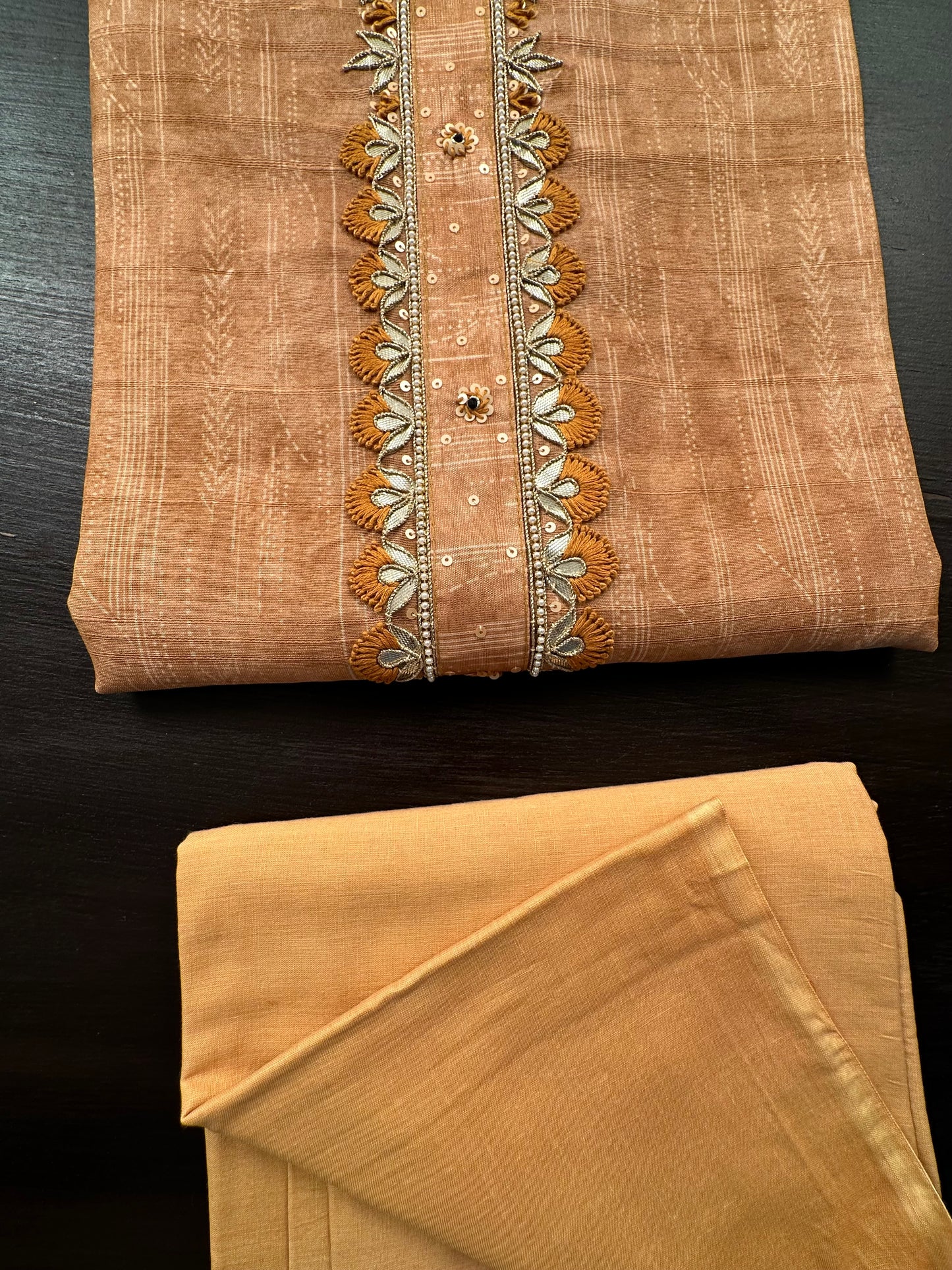 Mustard Fancy Cotton 3-Piece Suit