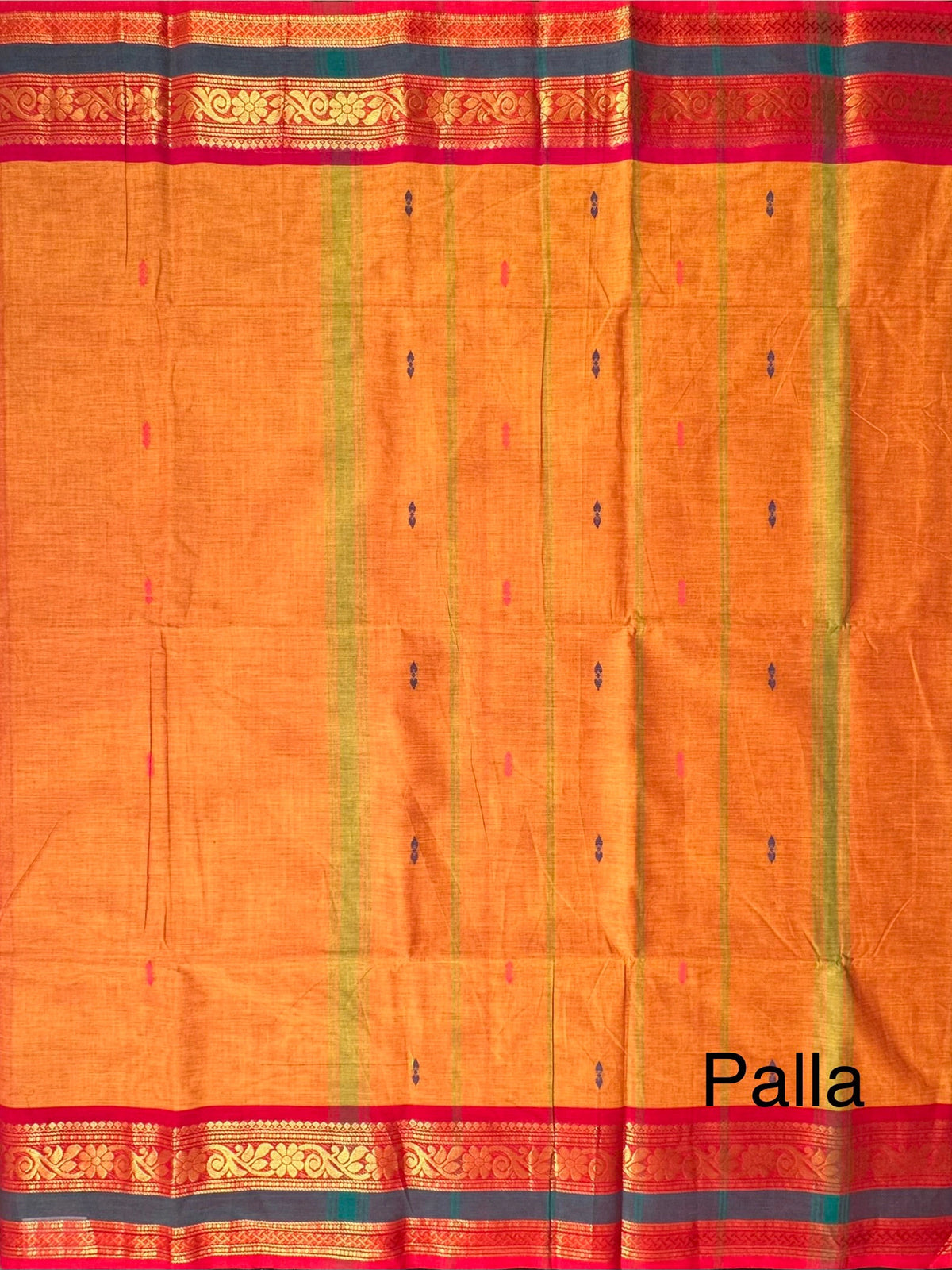 Mustard-Red Narayanpet Cotton Saree