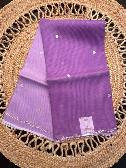 Lavender Gitika Kota Doria Pure Silk Saree