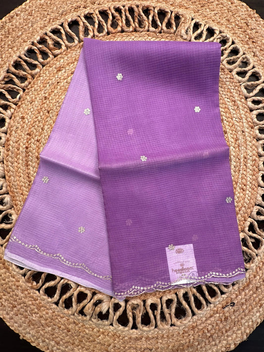 Lavender Gitika Kota Doria Pure Silk Saree