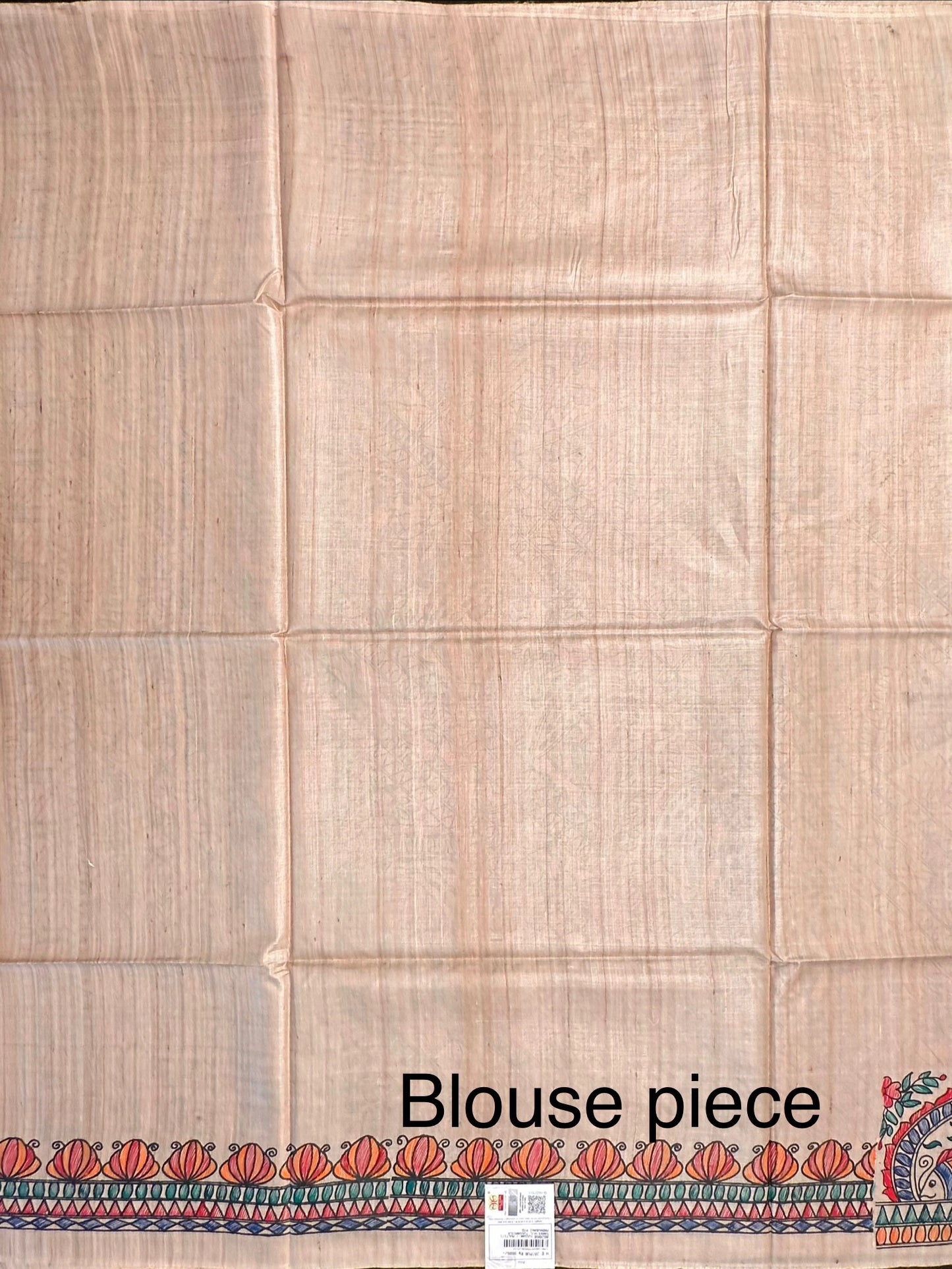 Beige Madhubani Art Pure Tussar Silk Saree
