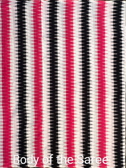 Black-Pink Ikkat Cotton Saree