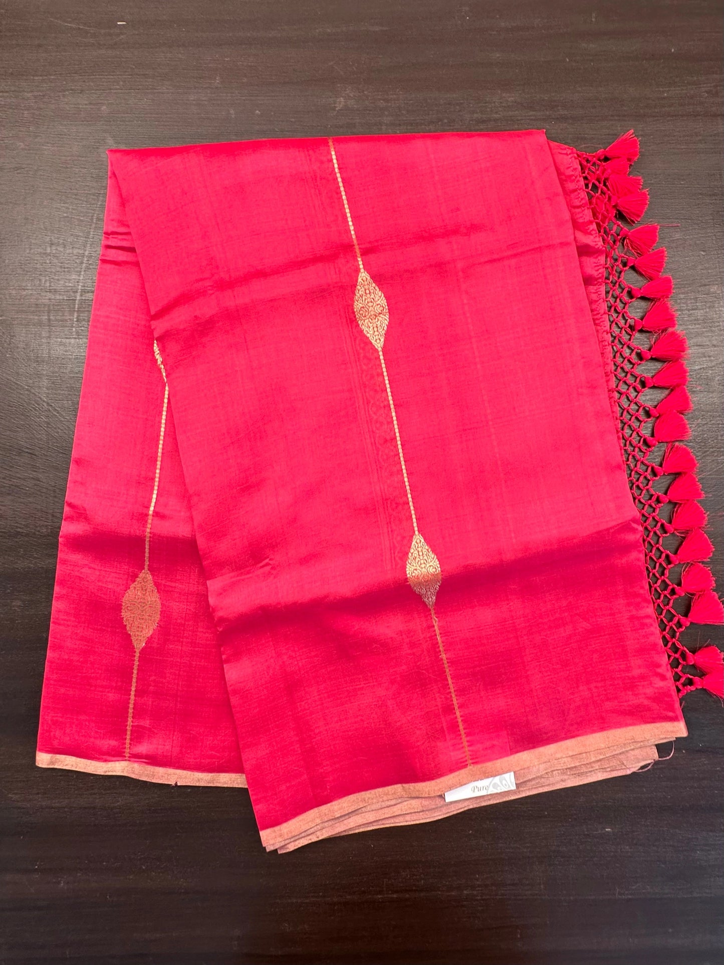 Strawberry Pink-Magenta Pink Vedika Banarasi Pure Silk Saree