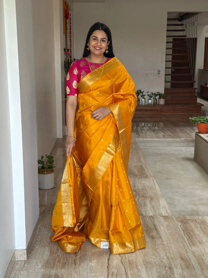 Yellow Handloom Pure Soft Silk Saree