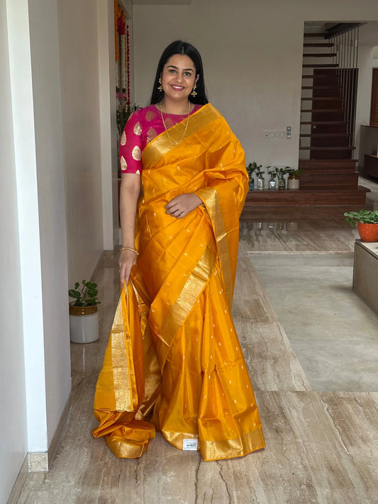 Yellow Handloom Pure Soft Silk Saree