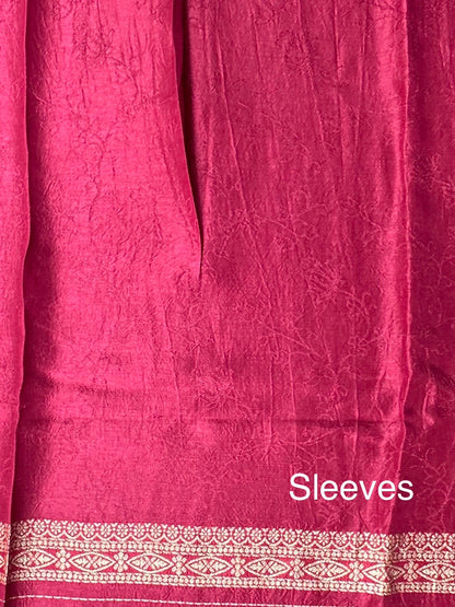 Magenta Artificial Crepe Unstitched 3-Piece Suit