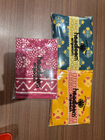 Mustard Jaipuri Necktie Cotton 3-Piece Suit