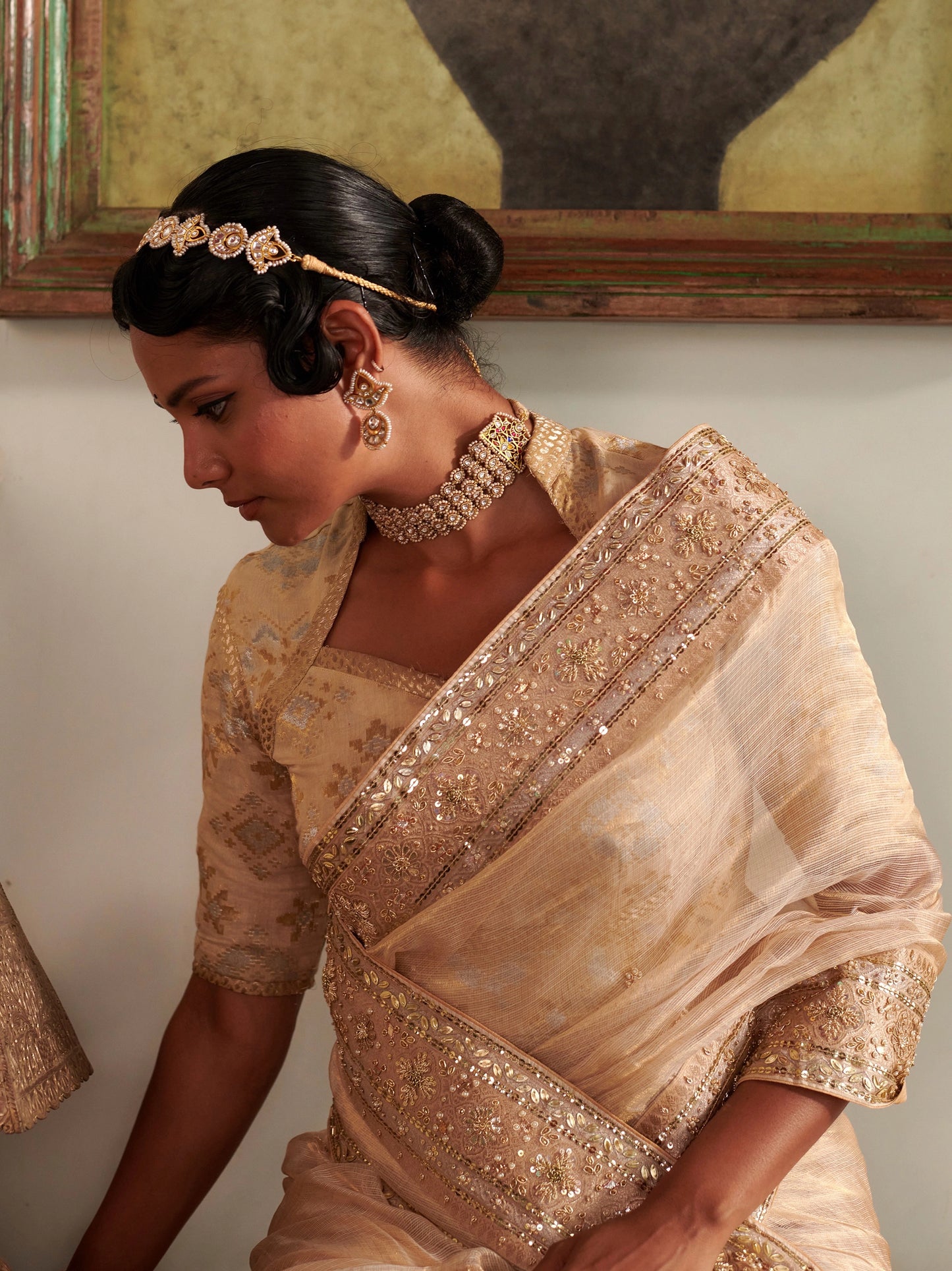 Golden Zardozi Kota Silk Saree