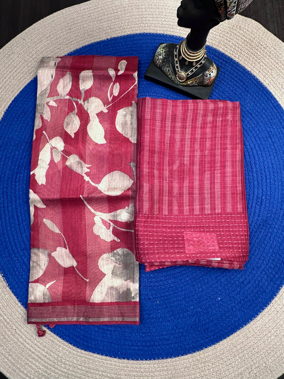 Maroon Muga Silk 3-Piece Unstitched Suit