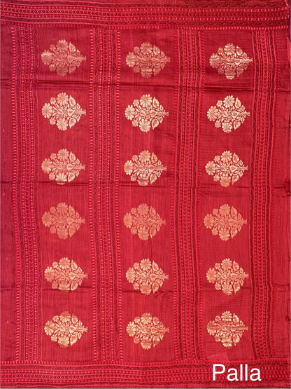 Maroon Muga Silk Saree