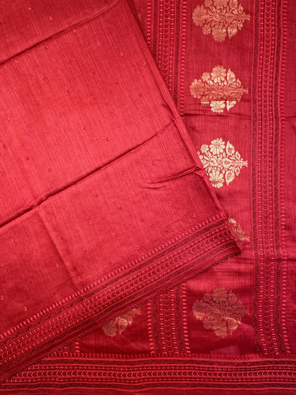 Maroon Muga Silk Saree