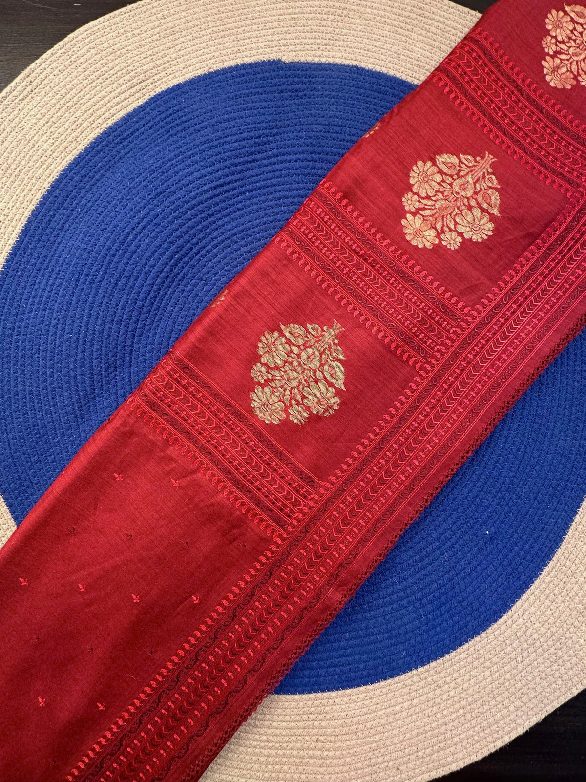 Maroon Muga Silk Saree