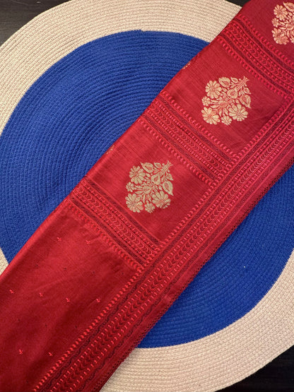 Maroon Muga Silk Saree