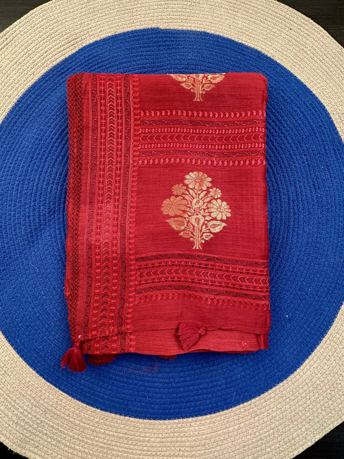 Maroon Muga Silk Saree