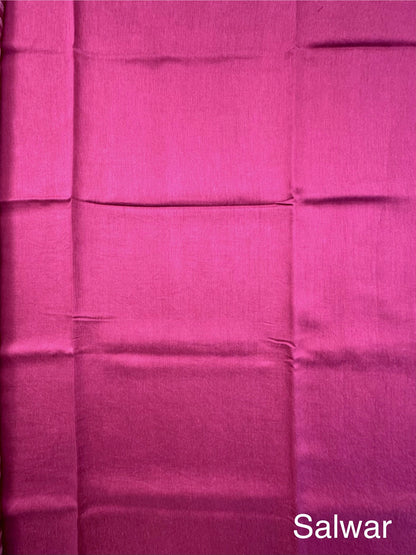 Magenta Muga Silk 3-Piece Unstitched Suit