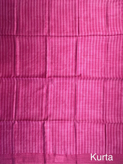 Magenta Muga Silk 3-Piece Unstitched Suit