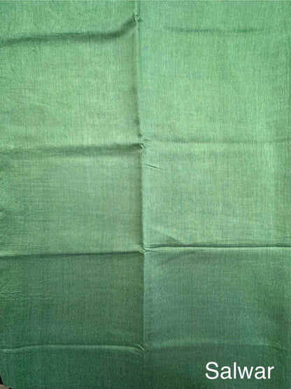 Green Muga Silk 3-Piece Unstitched Suit