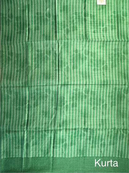 Green Muga Silk 3-Piece Unstitched Suit