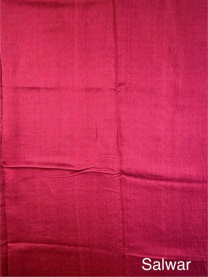 Maroon Muga Silk 3-Piece Unstitched Suit