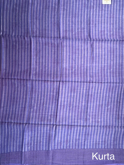 Blue Muga Silk 3-Piece Unstitched Suit