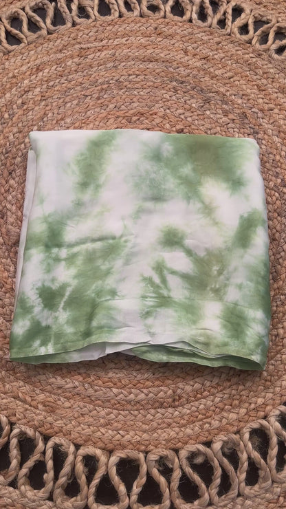 Green Tie-Dye Cotton Satin Fabric
