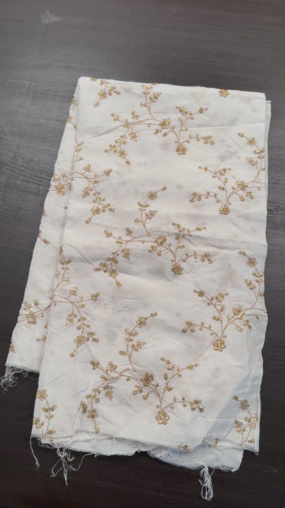 Off-White Sequins Work Viscose Fabric
