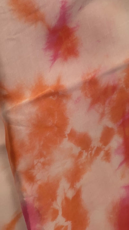 Pink-Orange Tie-Dye Cotton Satin Fabric