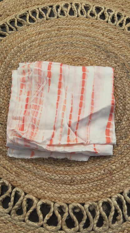 Peach Tie-Dye Cotton Satin Fabric