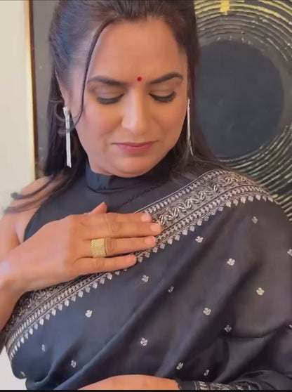 Black Muga Silk Saree