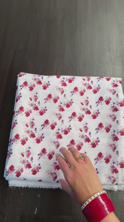 Floral Digital Print Fancy Cotton Linen Fabric