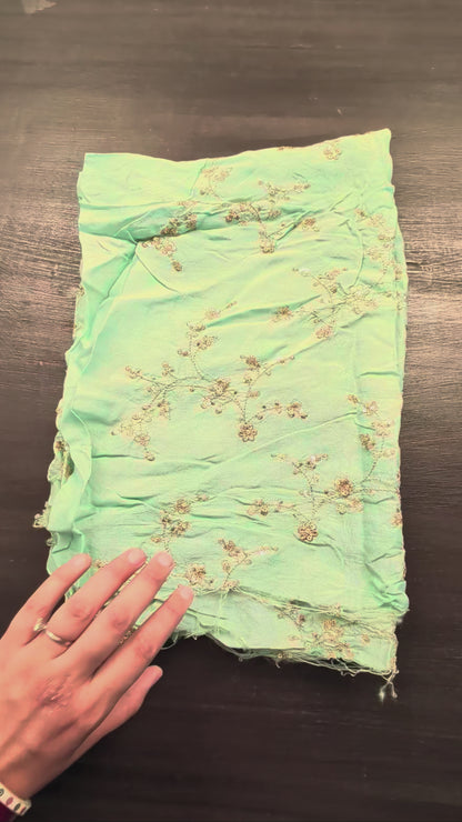 Pista Green Sequins Work Viscose Fabric