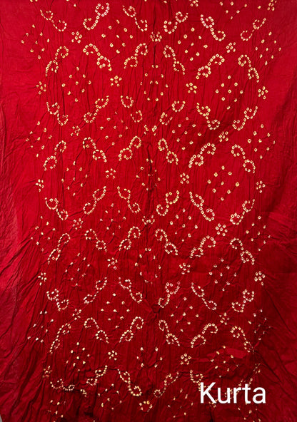 Red-Green Bandhej Jaipuri Cotton suit