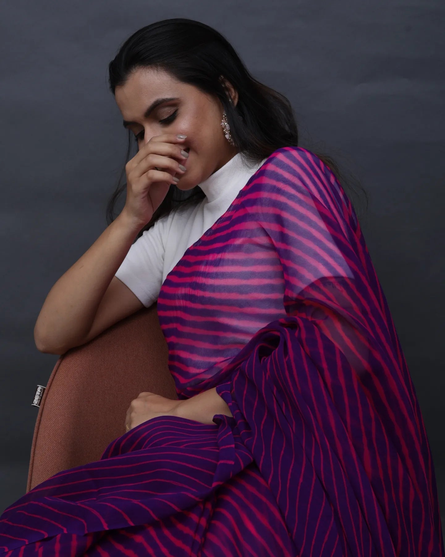 Purple-Pink Leheriya Pure Georgette Saree