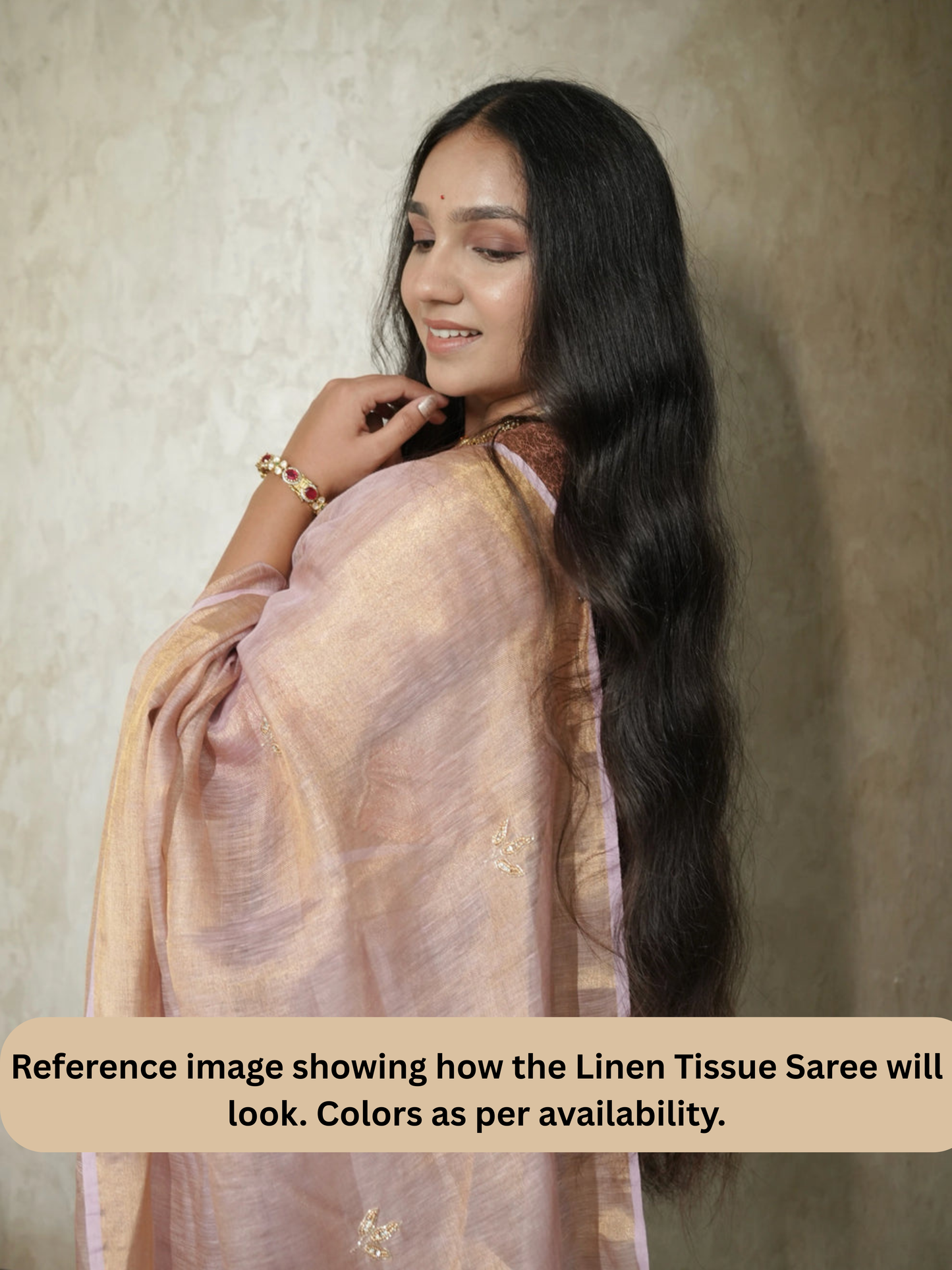 Pink Linen Tissue Saree